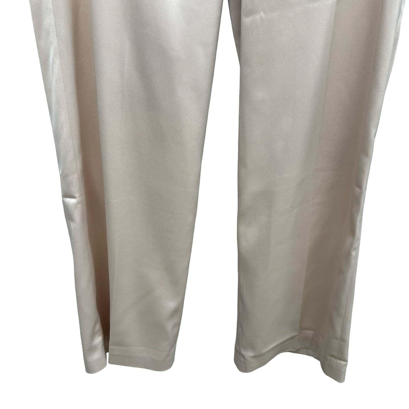 Bloomingdales Chic Quiet Luxury Satin Minimalist Evening Dress Pants Gold 14 NEW