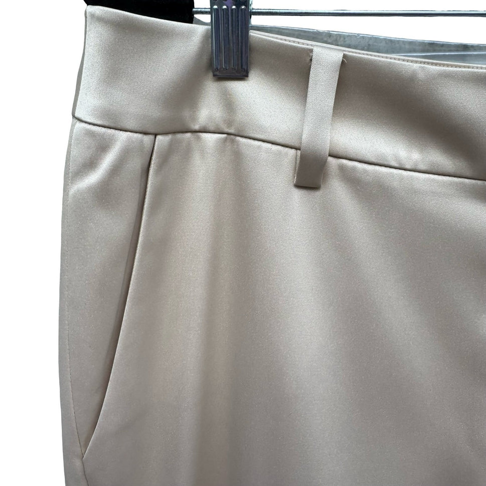 Bloomingdales Chic Quiet Luxury Satin Minimalist Evening Dress Pants Gold 14 NEW