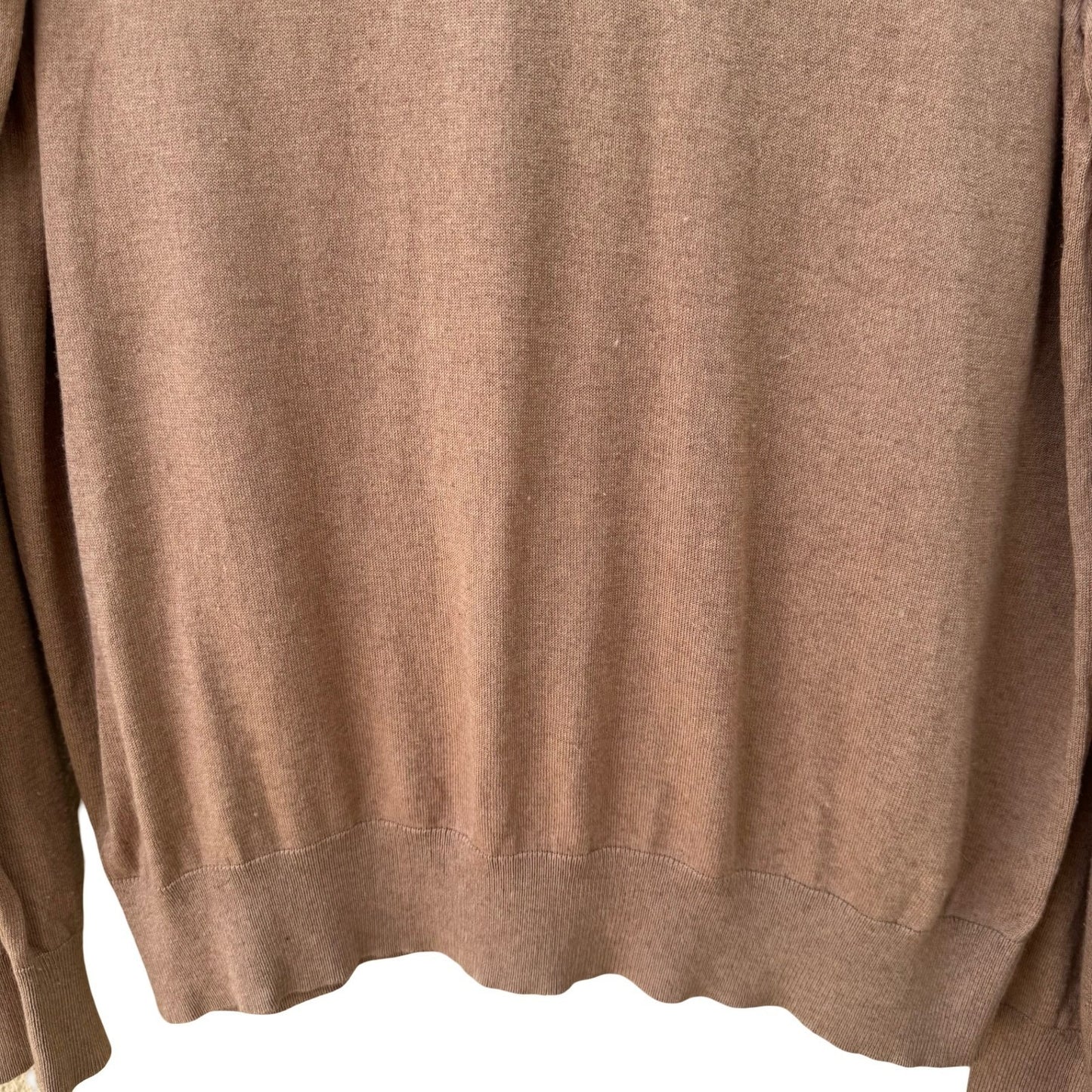 Banana Republic Mens Large Tan Silk Cotton Cashmere Luxury Blend V-Neck Sweater