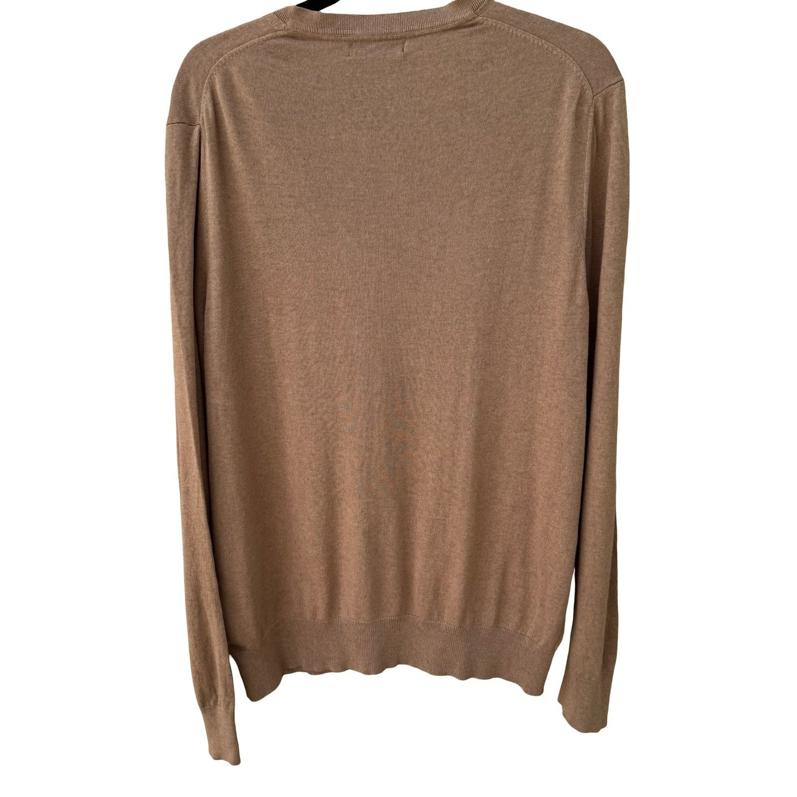 Banana Republic Mens Large Tan Silk Cotton Cashmere Luxury Blend V-Neck Sweater