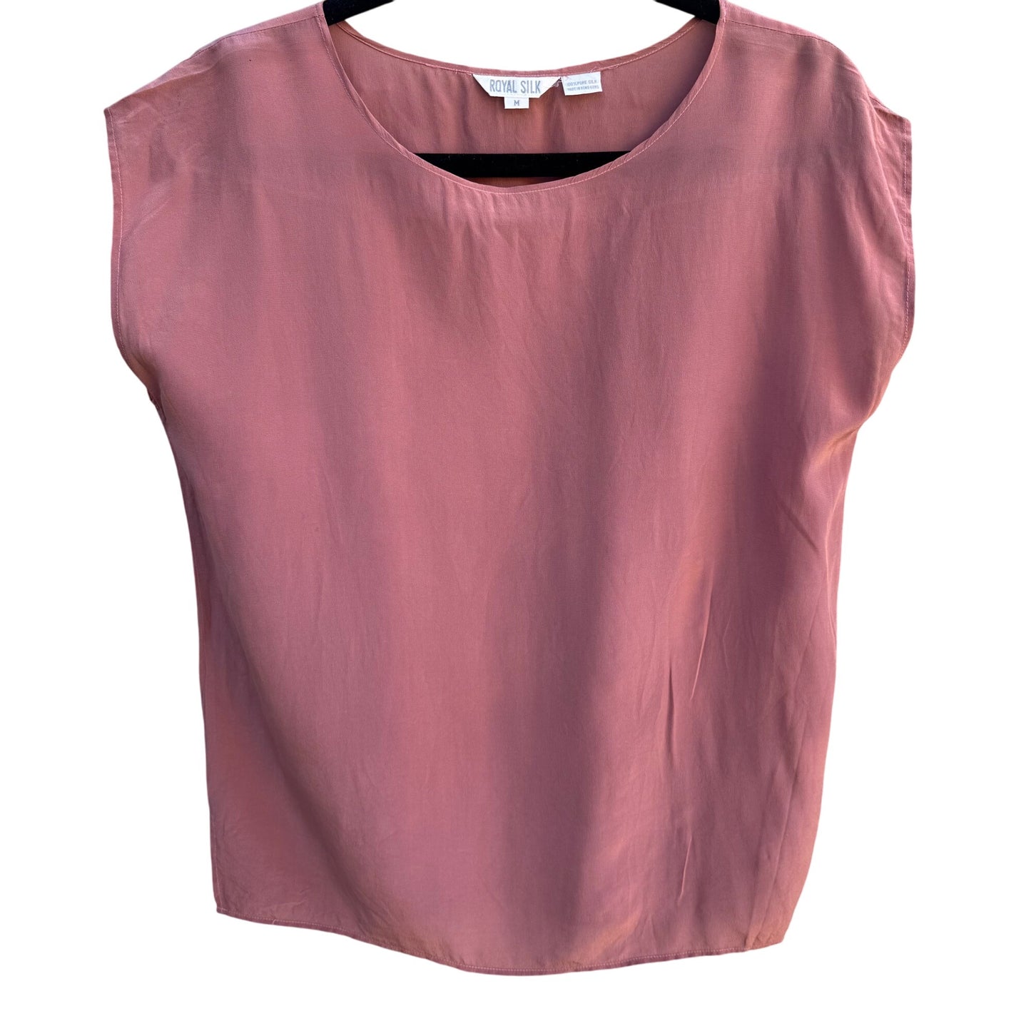 Royal Silk Vintage Womens Silk Rose Sleeveless Lightweight Scoop Neck Blouse M