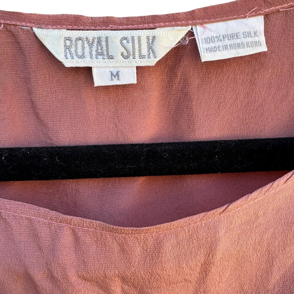Royal Silk Vintage Womens Silk Rose Sleeveless Lightweight Scoop Neck Blouse M