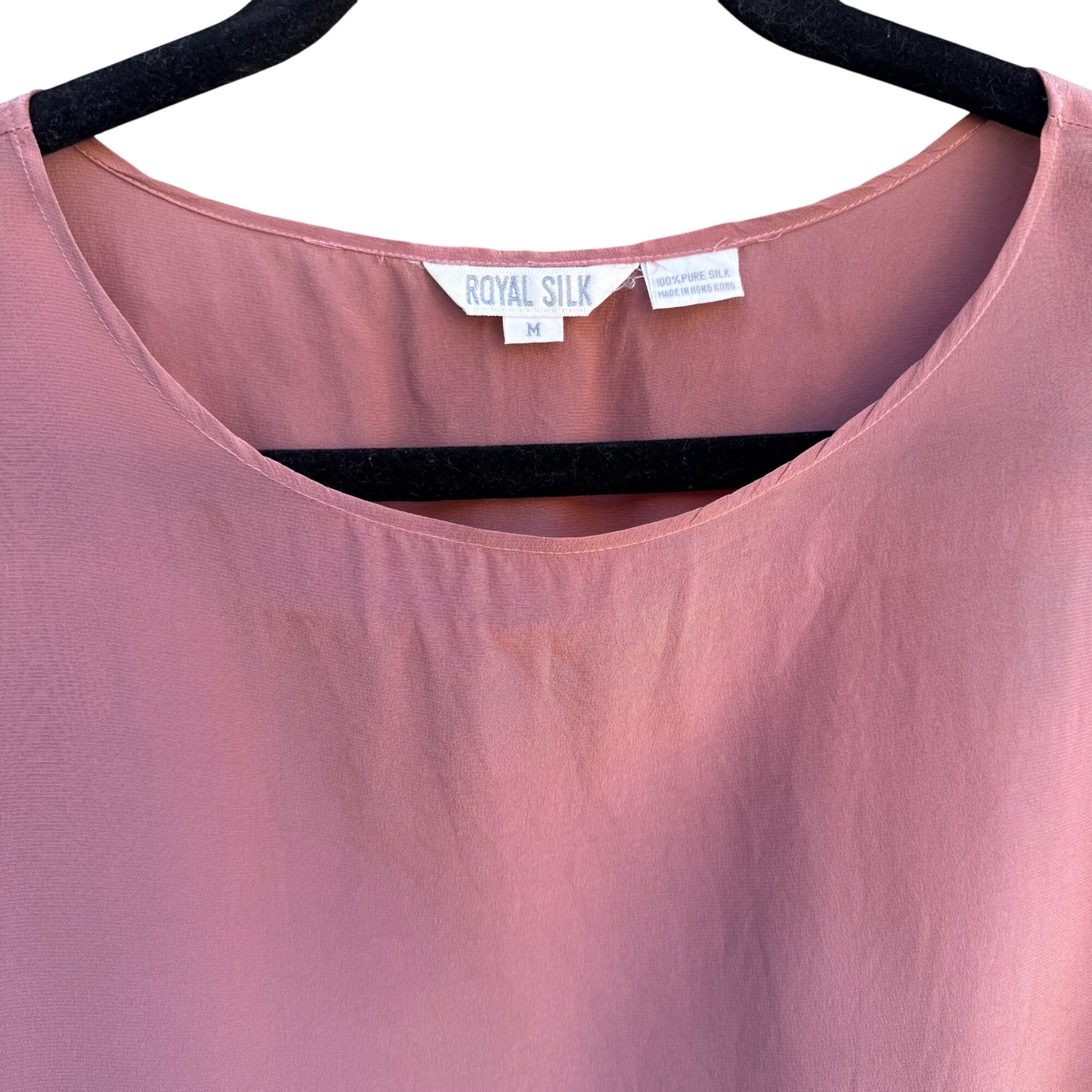 Royal Silk Vintage Womens Silk Rose Sleeveless Lightweight Scoop Neck Blouse M