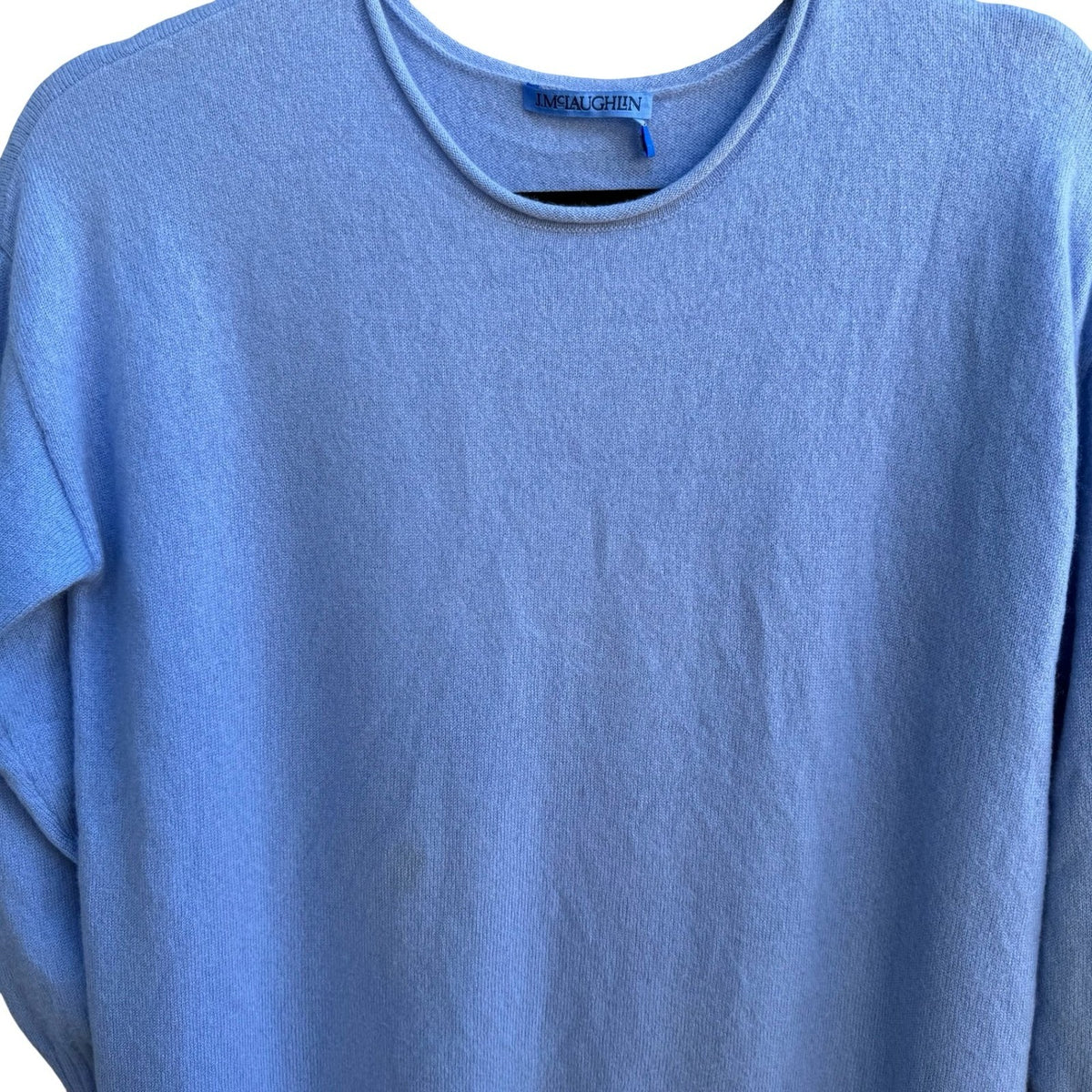 J McLaughlin 100% Cashmere Quiet Luxury Minimalist Coastal Sweater Pastel Blue S