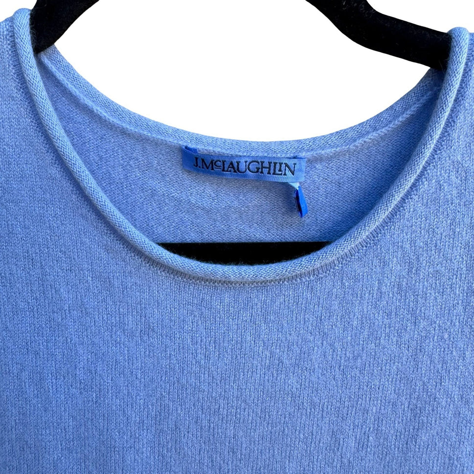 J McLaughlin 100% Cashmere Quiet Luxury Minimalist Coastal Sweater Pastel Blue S