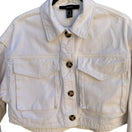 Switch Forever 21 Cropped Denim Jacket Boxy Utility Trucker Streetwear White Womens S 3 image