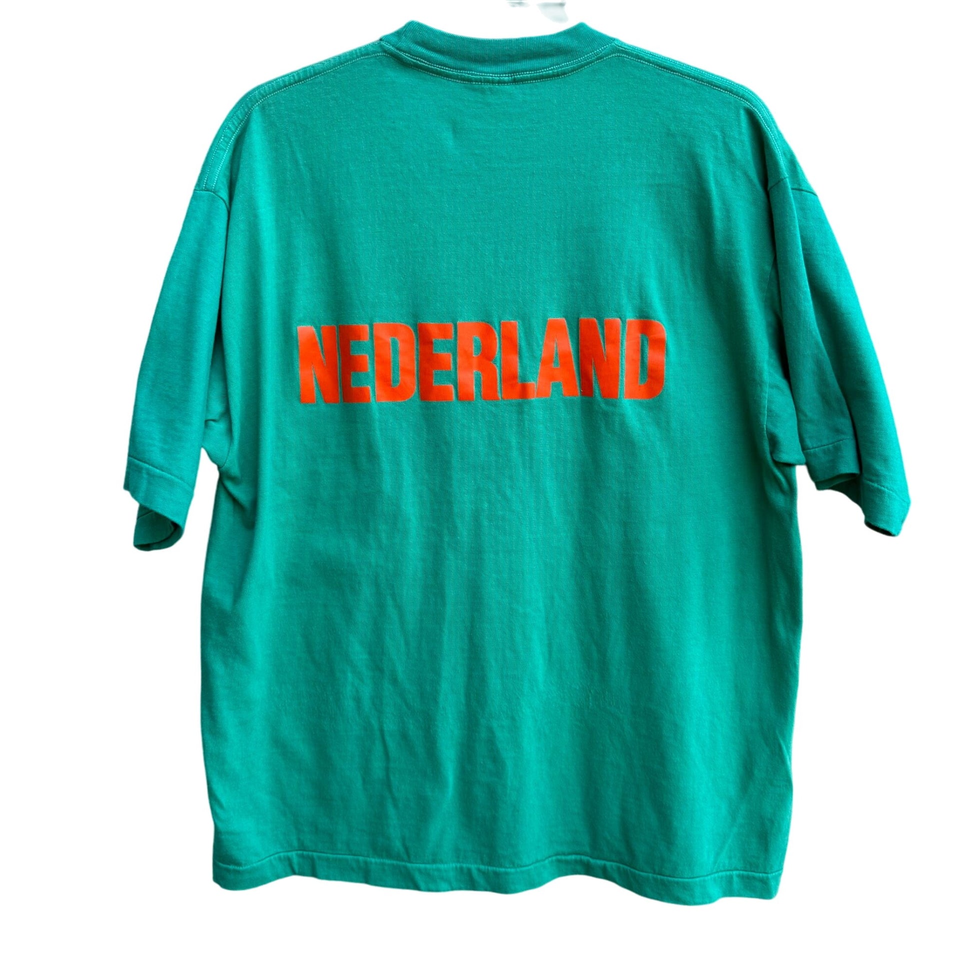 Nederland NNR Vintage Mens Graphic Print Green T-Shirt Teal Short Sleeve Large