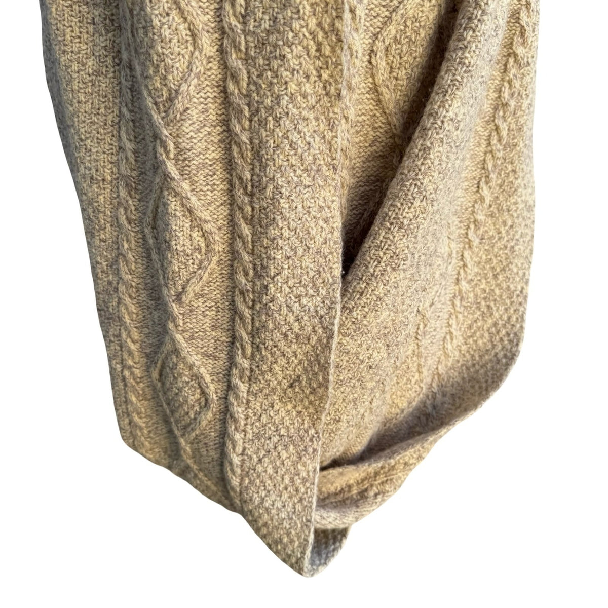 Free People Fair Isle Hygge Cable Knit Wool Blend Infinity Shrug Scarf Beige OS
