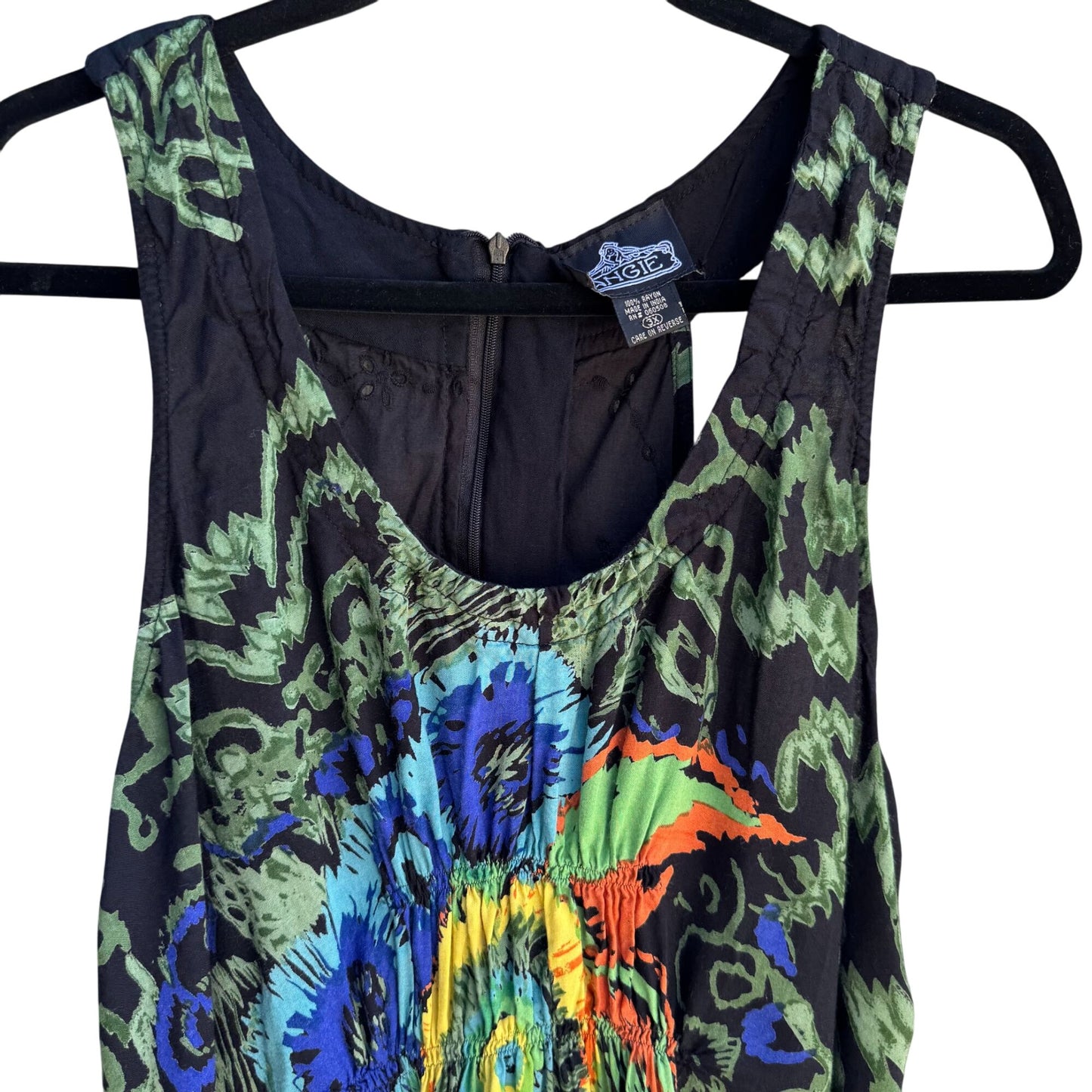 Angie Vintage Y2K Sleeveless Colorful Floral Boho Crochet Festival Blouse 3X