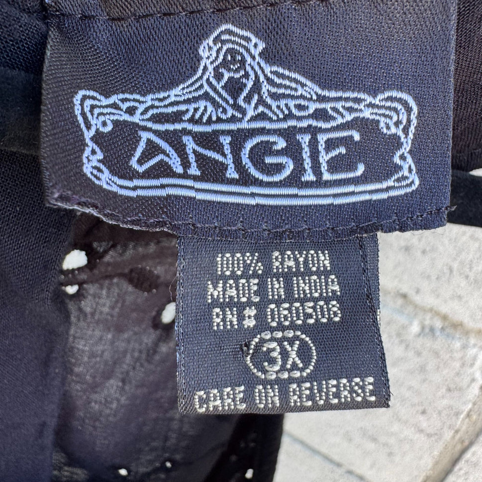 Angie Vintage Y2K Sleeveless Colorful Floral Boho Crochet Festival Blouse 3X