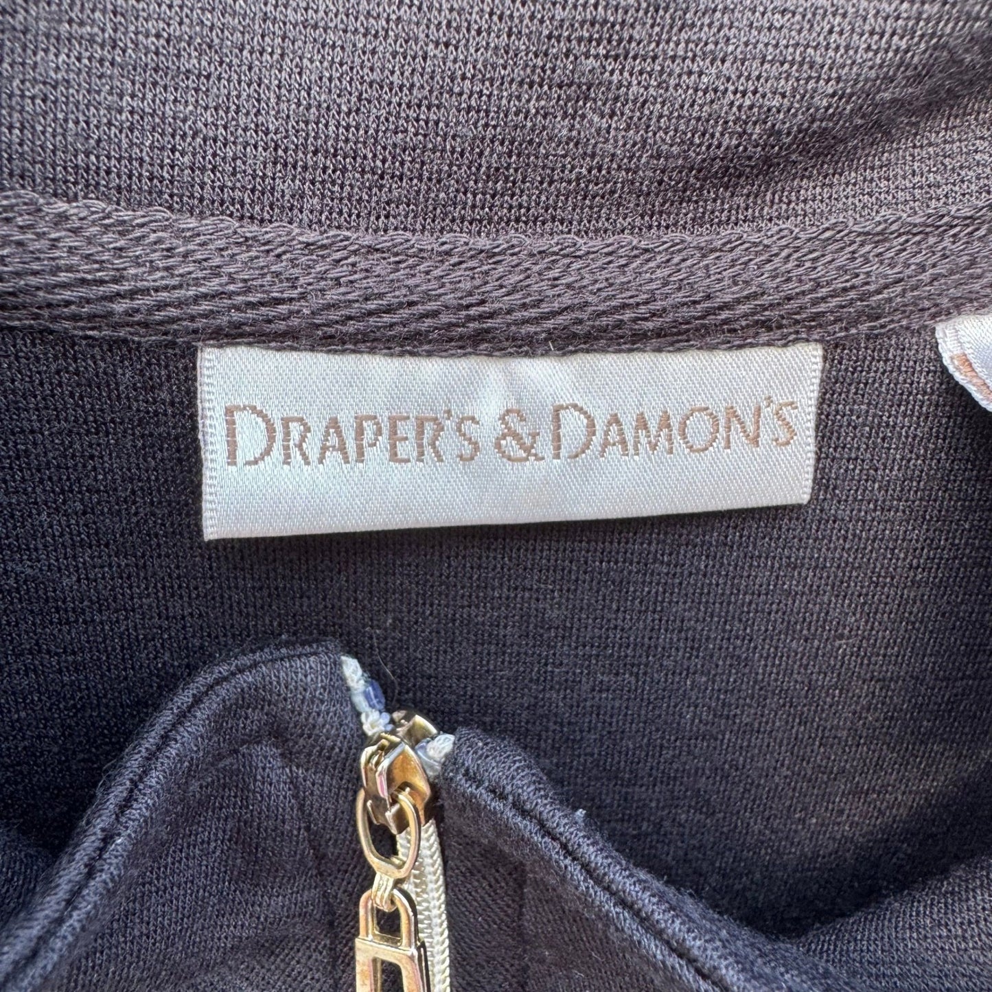Drapers & Damons Womens Black Zip Front Vest Gold Stud Mock Neck Size Medium