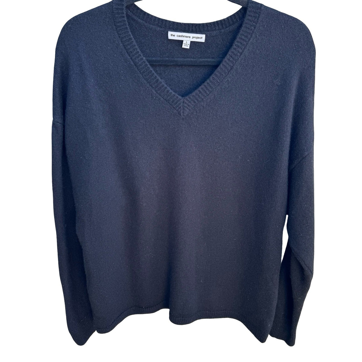 The Cashmere Project 100% Cashmere Minimalist Old Money Preppy V-Neck Sweater L