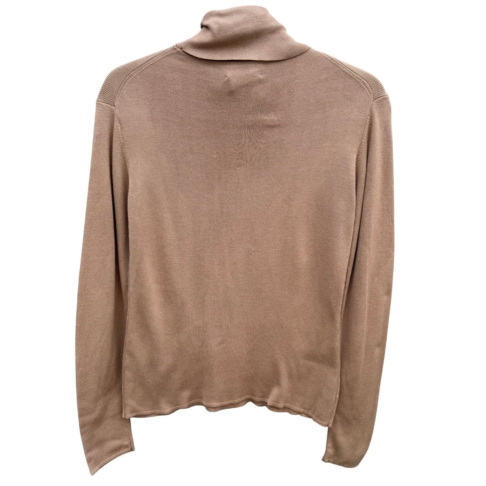 Neiman Marcus Exclusive Silk Blend Turtleneck Sweater Camel Tan Womens Medium