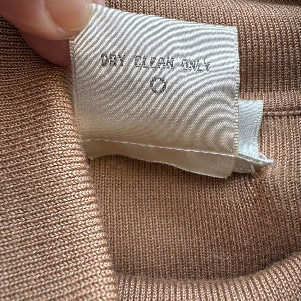 Neiman Marcus Exclusive Silk Blend Turtleneck Sweater Camel Tan Womens Medium