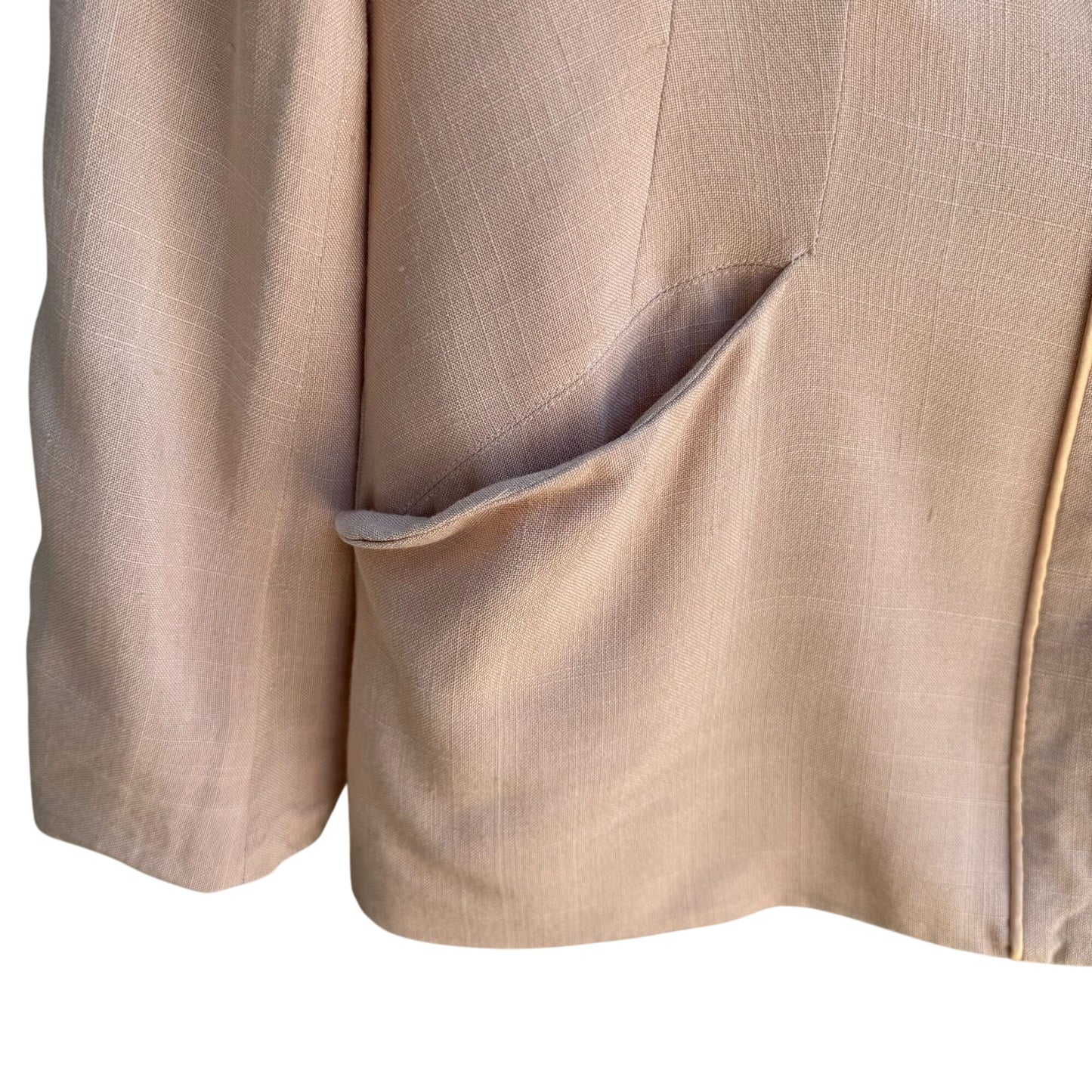 Daniele O By Tahari Vintage Womens Peach Silk Blend Blazer Pleated Skirt Set M