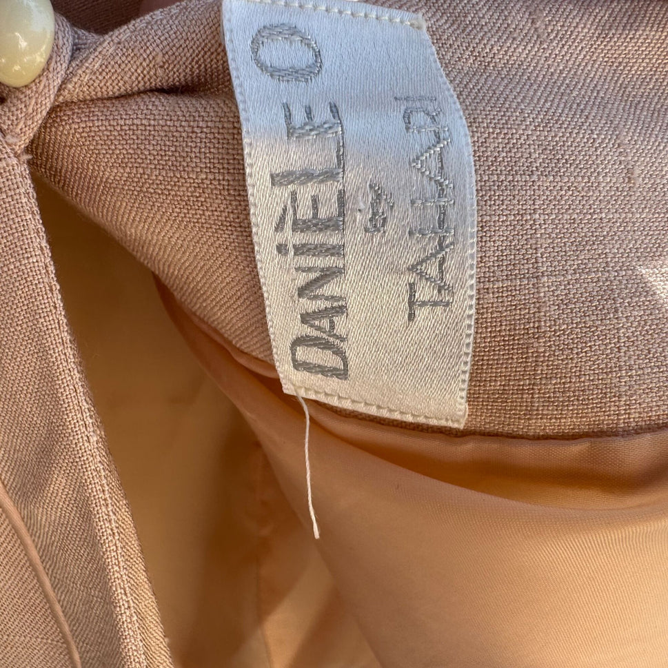 Daniele O By Tahari Vintage Womens Peach Silk Blend Blazer Pleated Skirt Set M