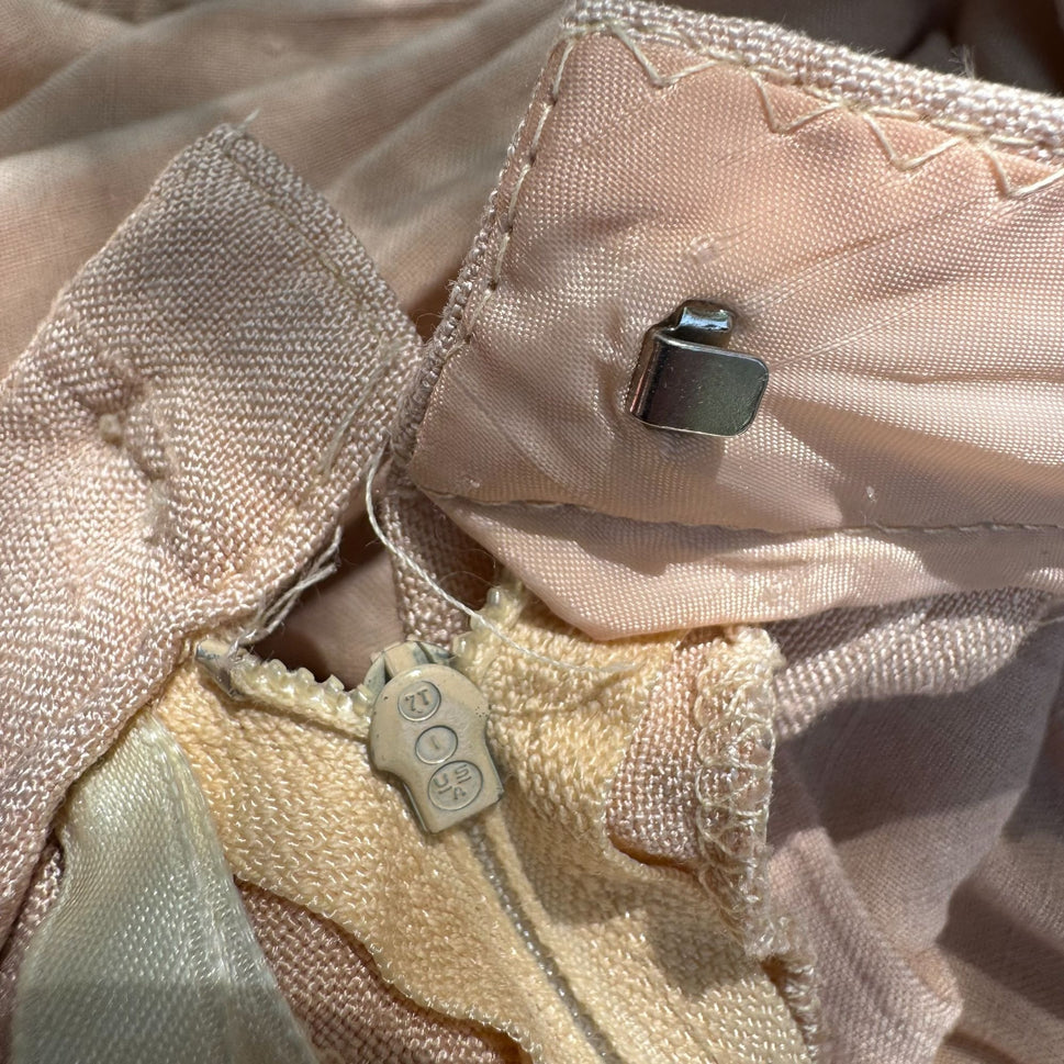 Daniele O By Tahari Vintage Womens Peach Silk Blend Blazer Pleated Skirt Set M