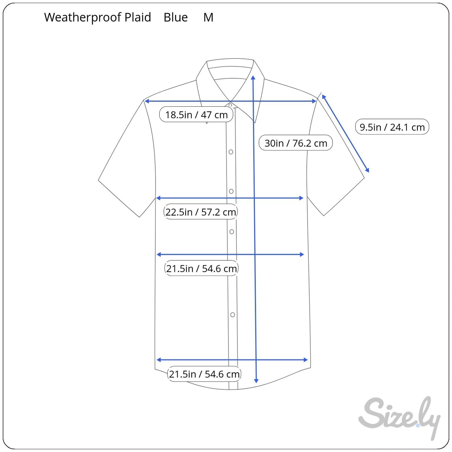 Weatherproof Vintage Mens Blue Plaid Button Collar Short Sleeve Casual Shirt M