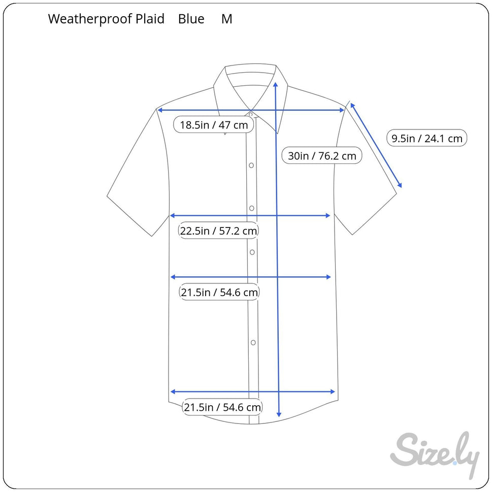 Weatherproof Vintage Mens Blue Plaid Button Collar Short Sleeve Casual Shirt M