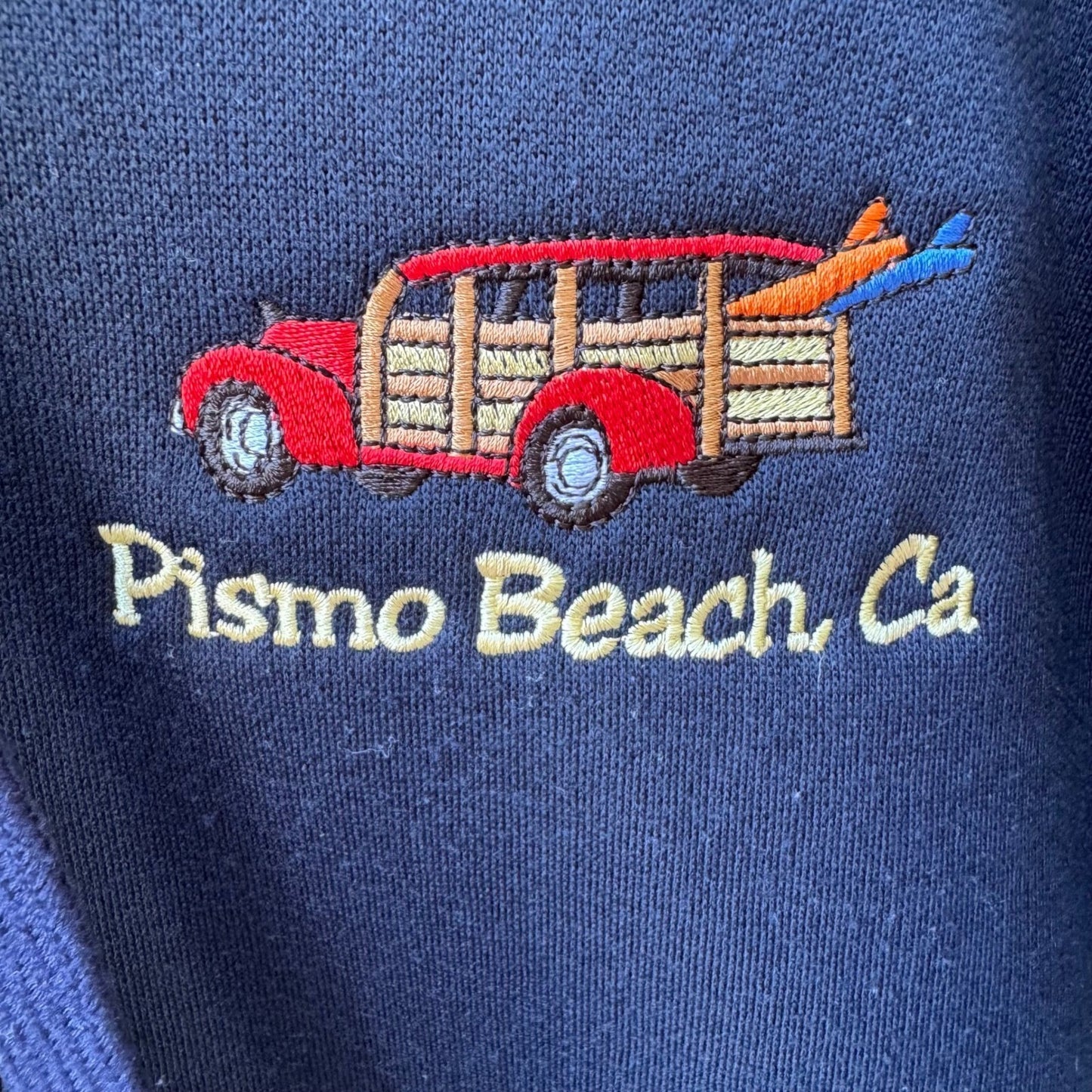 Hill Heavyweight Pismo Beach Surf Beach Woody Wagon Zip Hoodie USA Navy Mens S