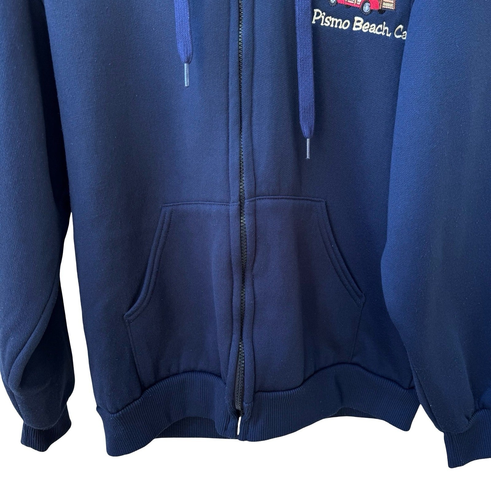 Hill Heavyweight Pismo Beach Surf Beach Woody Wagon Zip Hoodie USA Navy Mens S
