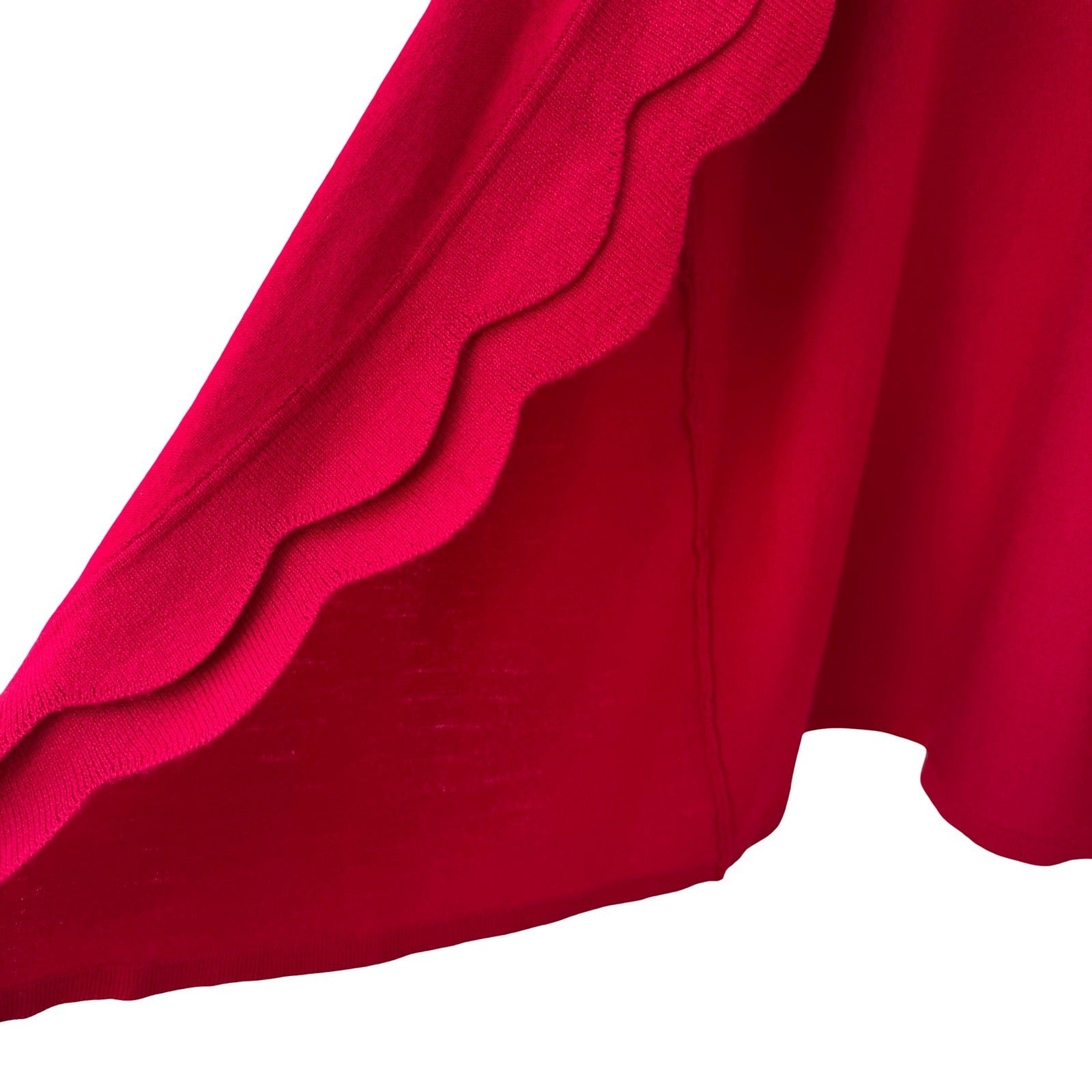 89th + Madison Scalloped Feminine Professional Open Front Cardigan Red L NEW
