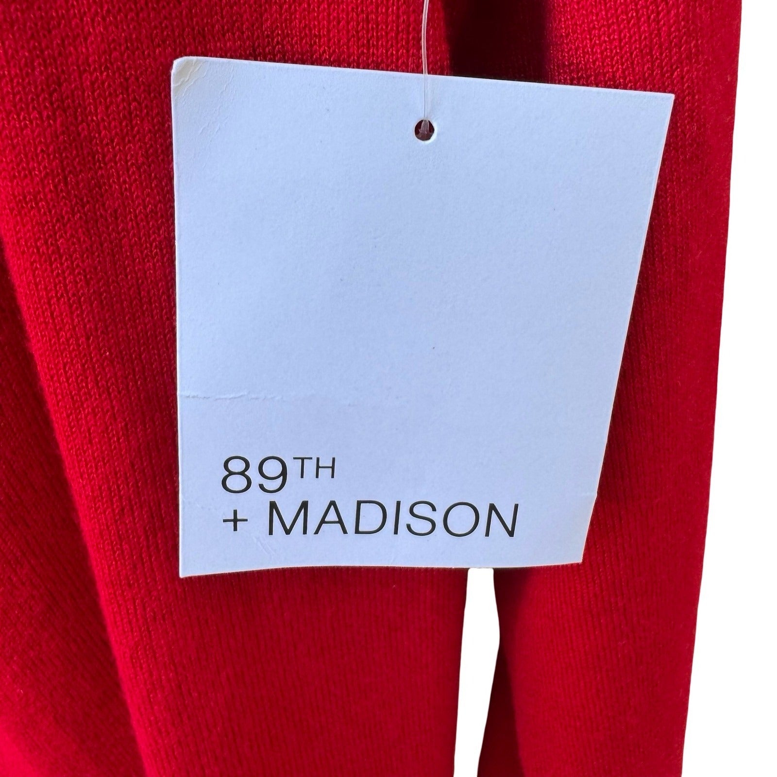 89th + Madison Scalloped Feminine Professional Open Front Cardigan Red L NEW