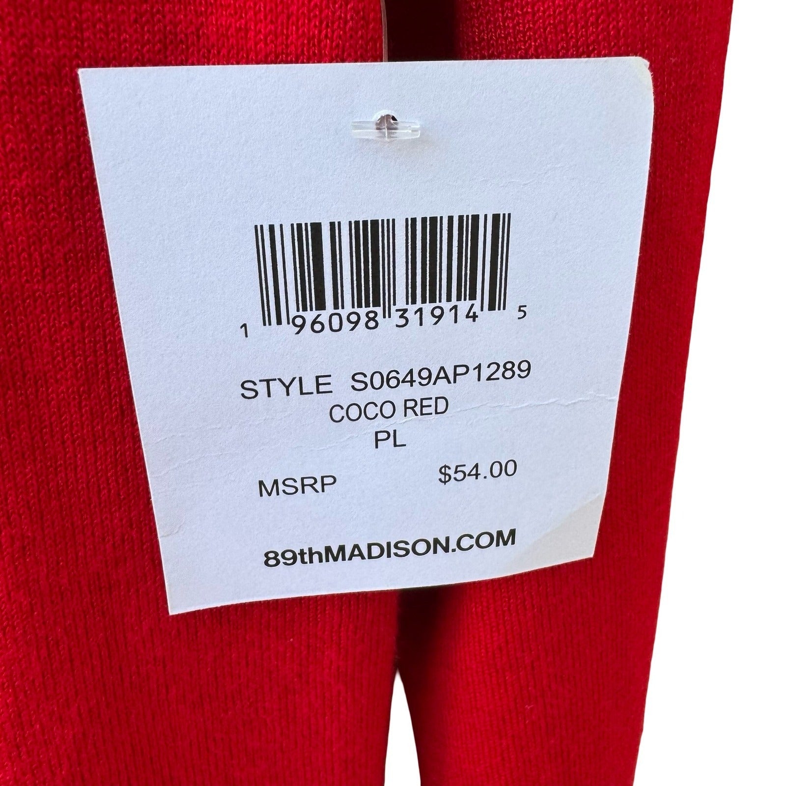 89th + Madison Scalloped Feminine Professional Open Front Cardigan Red L NEW