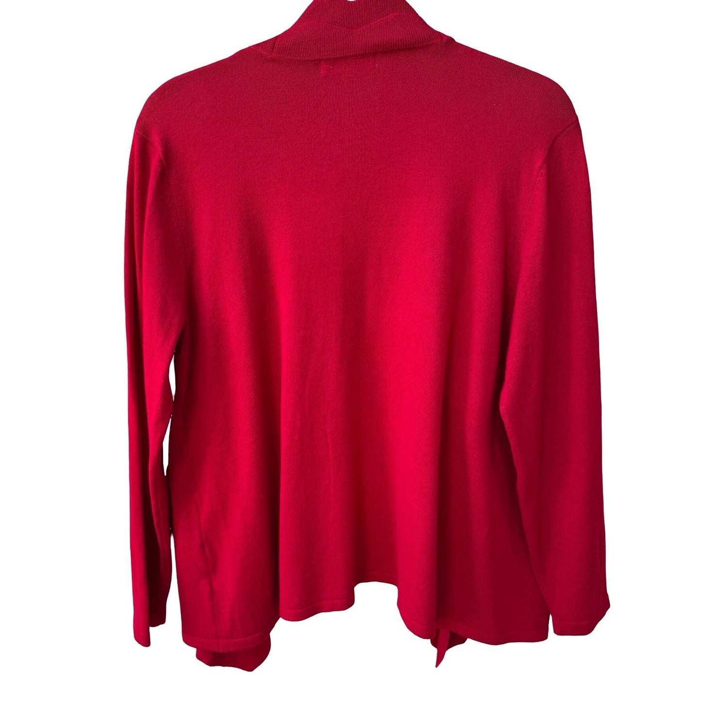 89th + Madison Scalloped Feminine Professional Open Front Cardigan Red L NEW