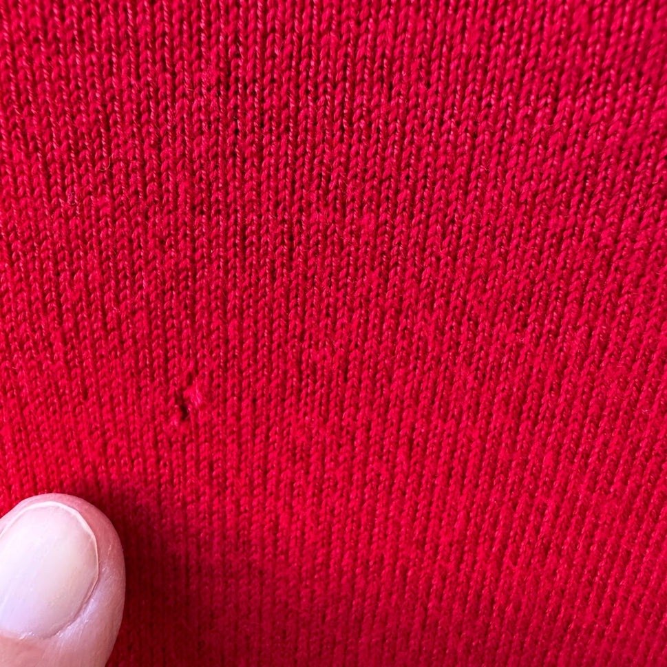 89th + Madison Scalloped Feminine Professional Open Front Cardigan Red L NEW