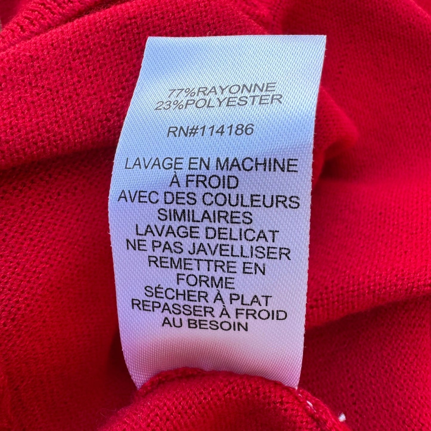 89th + Madison Scalloped Feminine Professional Open Front Cardigan Red L NEW