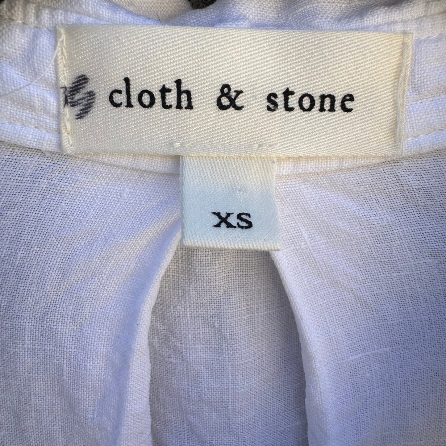 Cloth & Stone Linen Minimalist Coastal Roll Tab Shirt Boho Beachwear White XS