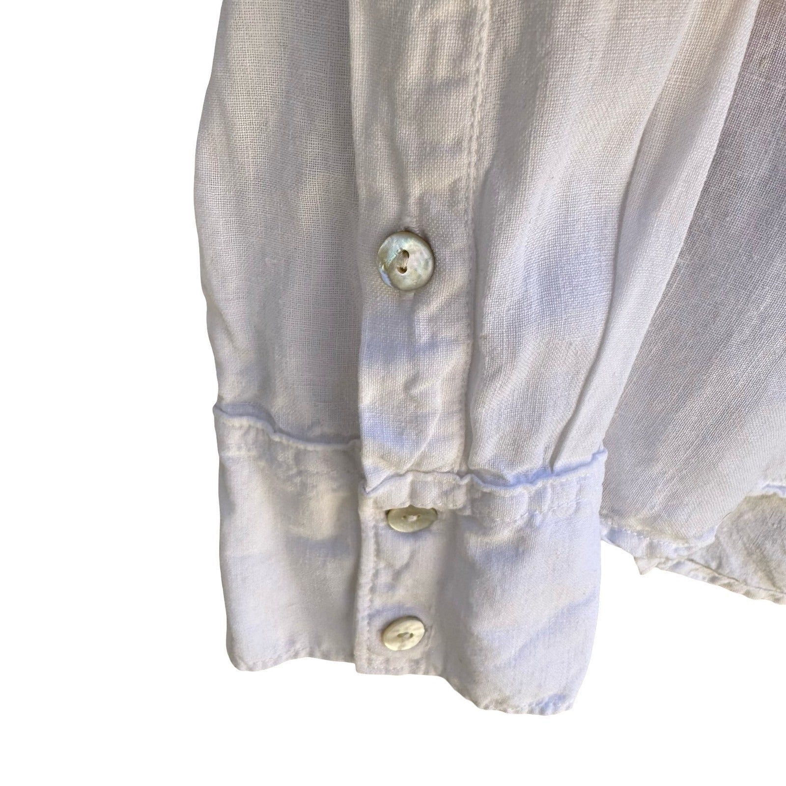Cloth & Stone Linen Minimalist Coastal Roll Tab Shirt Boho Beachwear White XS