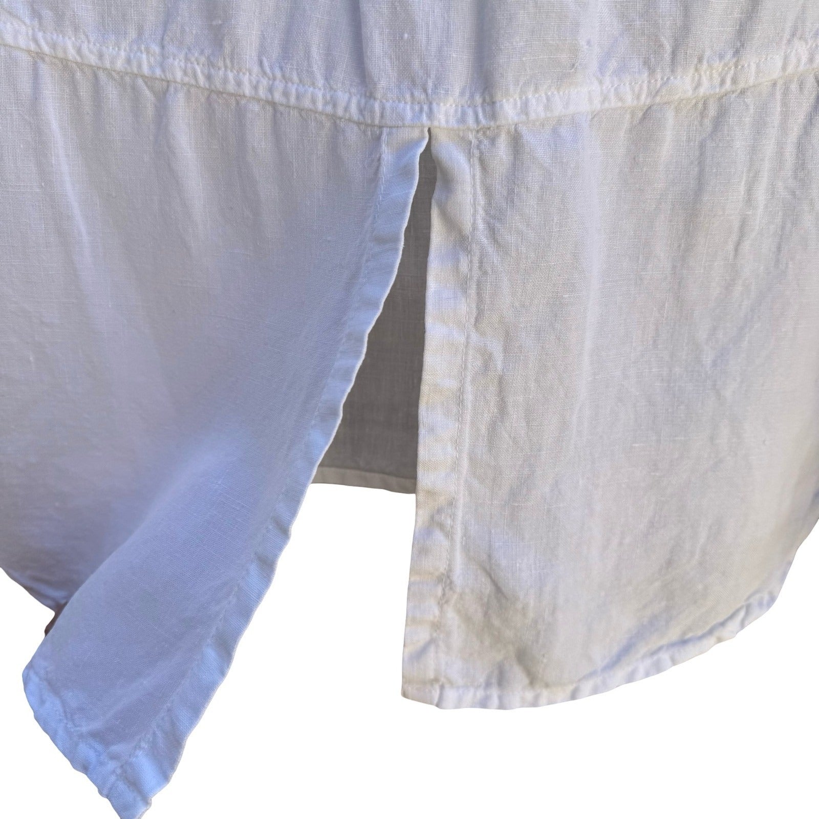Cloth & Stone Linen Minimalist Coastal Roll Tab Shirt Boho Beachwear White XS