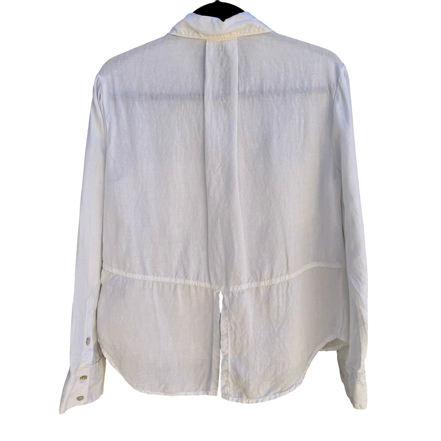 Cloth & Stone Linen Minimalist Coastal Roll Tab Shirt Boho Beachwear White XS