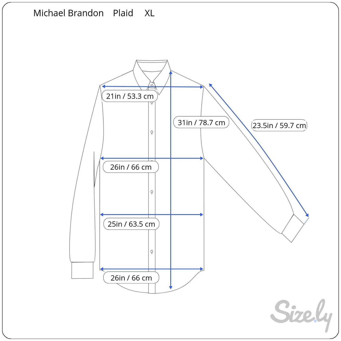 Michael Brandon Mens Blue White Check Plaid Button-Up Long Sleeve Dress Shirt XL