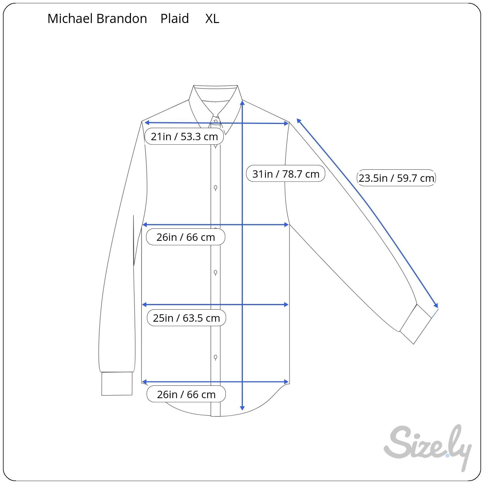 Michael Brandon Mens Blue White Check Plaid Button-Up Long Sleeve Dress Shirt XL