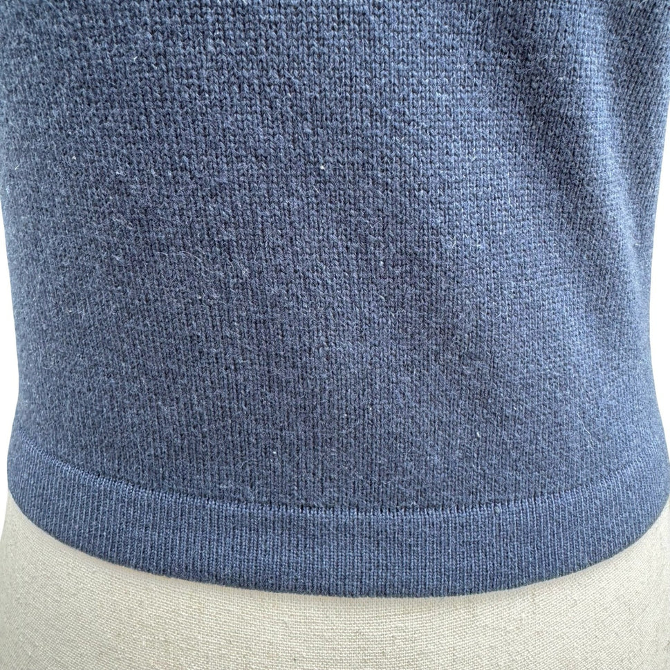 BCBG Max Azria Collection Y2K One Shoulder Knit Crop Top Asymmetric Navy Sample