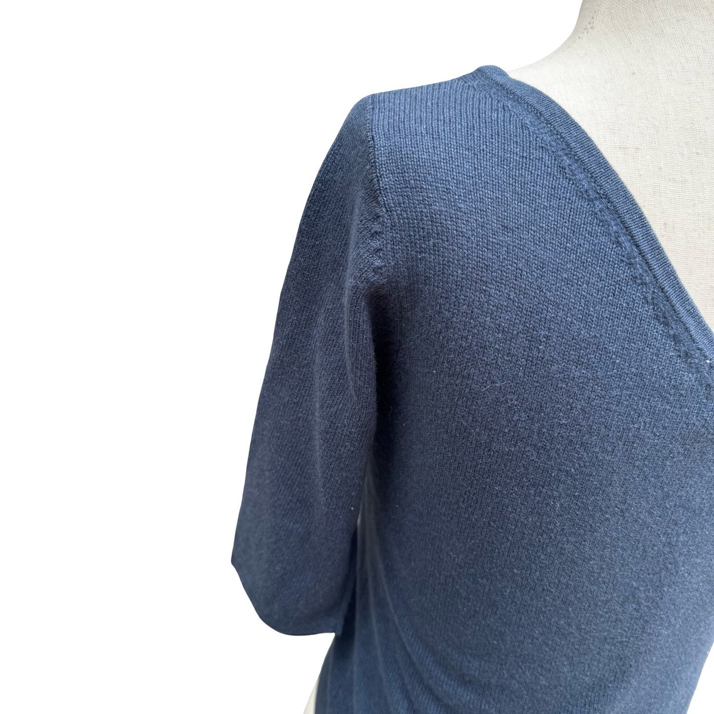 BCBG Max Azria Collection Y2K One Shoulder Knit Crop Top Asymmetric Navy Sample