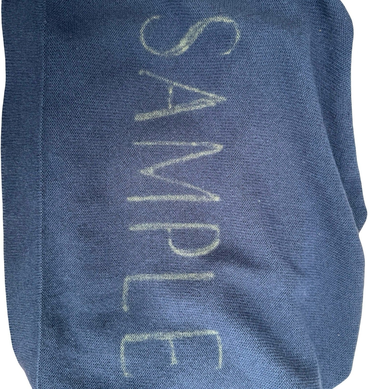 BCBG Max Azria Collection Y2K One Shoulder Knit Crop Top Asymmetric Navy Sample