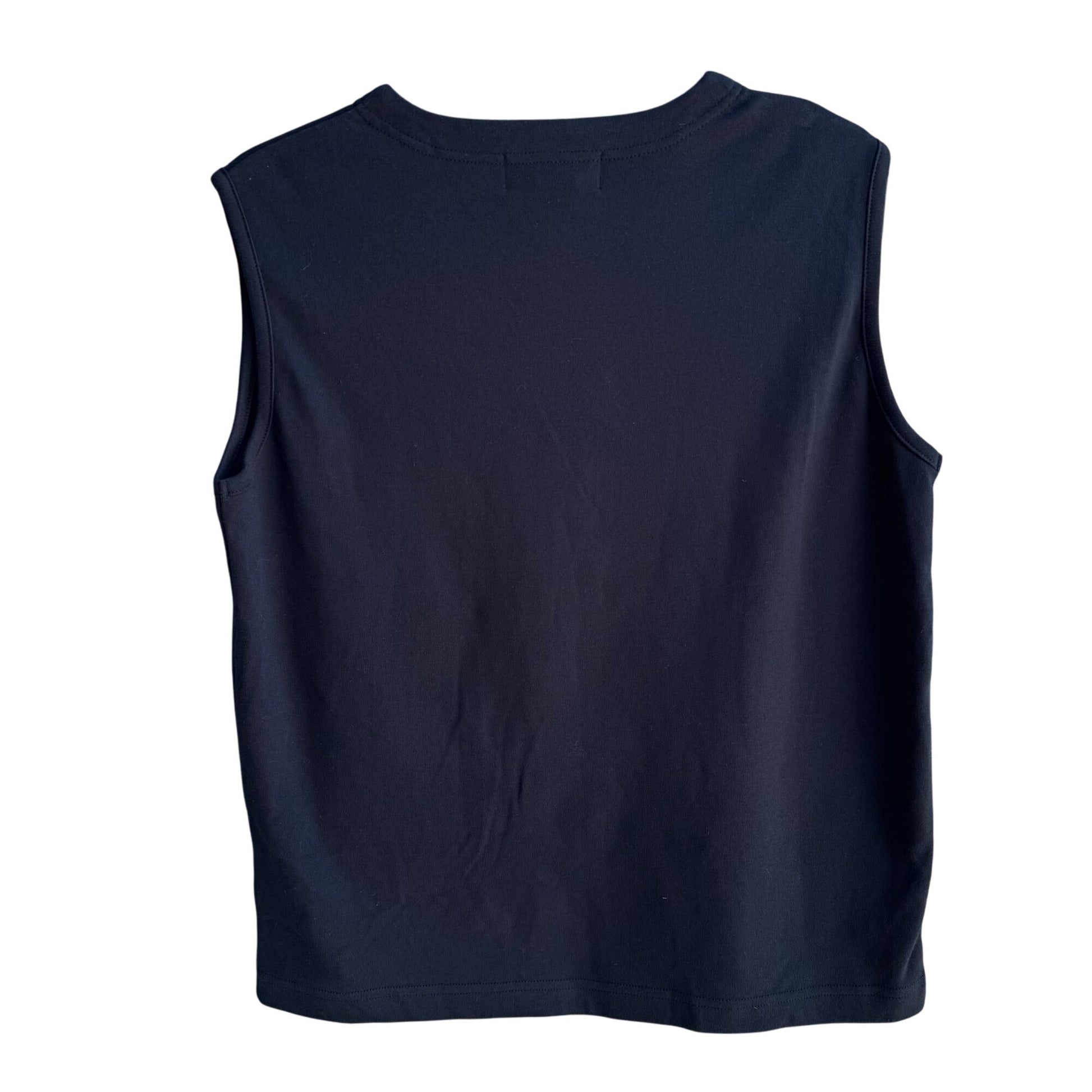 Bobbie C Womens Black Sleeveless Yellow White Floral Preppy Embroidery Top New M