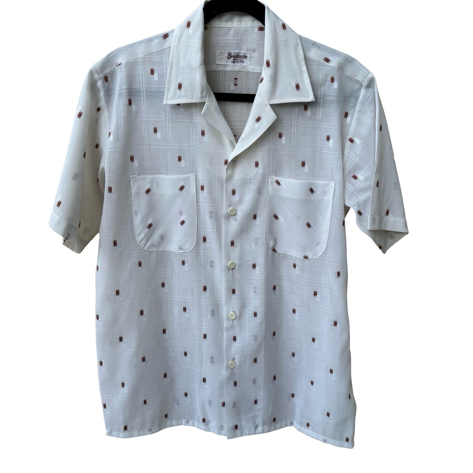 Sindaedo Vintage 60s 70s Mid Century Mod Camp Collar Dadaist Shirt Rockabilly L