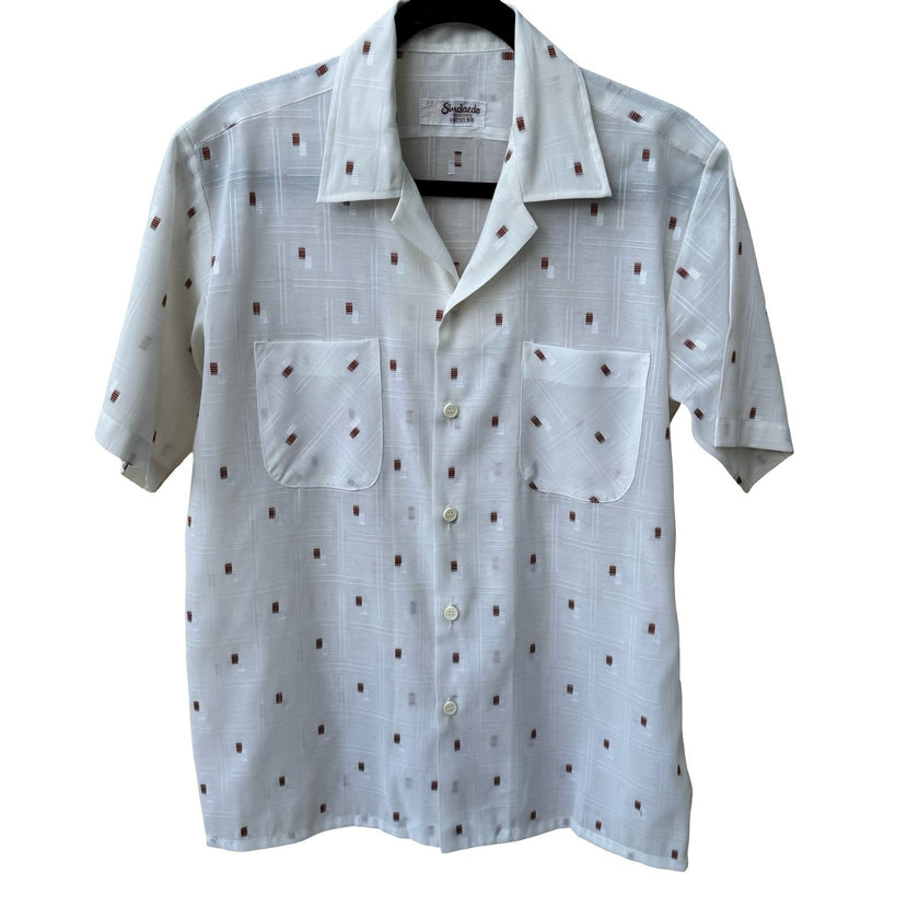 Sindaedo Vintage 60s 70s Mid Century Mod Camp Collar Dadaist Shirt Rockabilly L