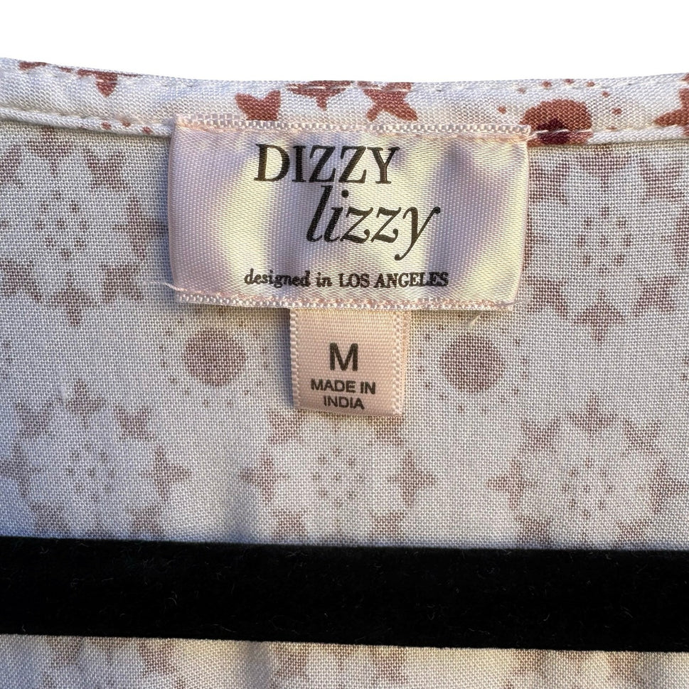Dizzy Lizzy Boho Cottagecore Festival Ethereal Smocked Babydoll Peplum Shirt M