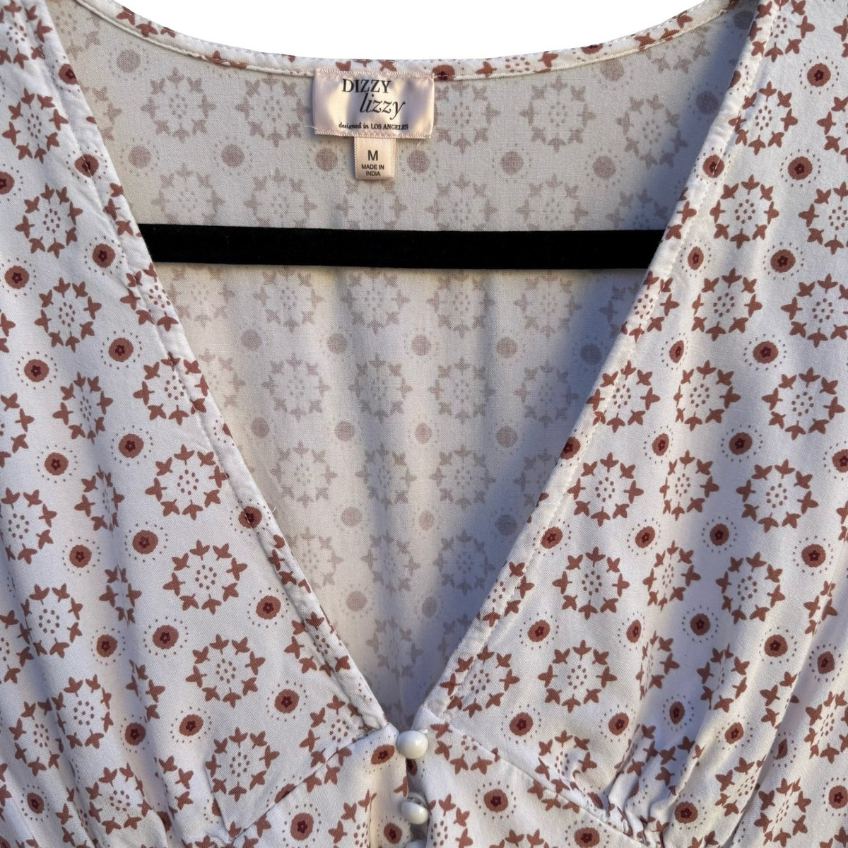 Dizzy Lizzy Boho Cottagecore Festival Ethereal Smocked Babydoll Peplum Shirt M