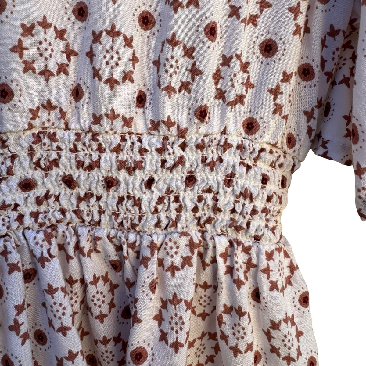 Dizzy Lizzy Boho Cottagecore Festival Ethereal Smocked Babydoll Peplum Shirt M