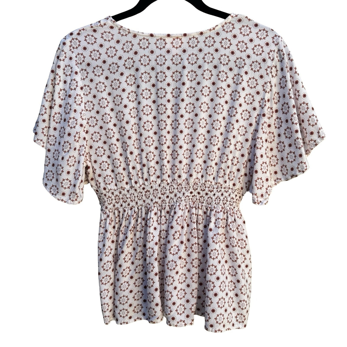 Dizzy Lizzy Boho Cottagecore Festival Ethereal Smocked Babydoll Peplum Shirt M