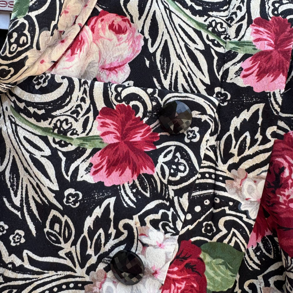 Richard Warren Petites Vintage Floral Print Long-Sleeve Tie Neck Peplum Blazer 2