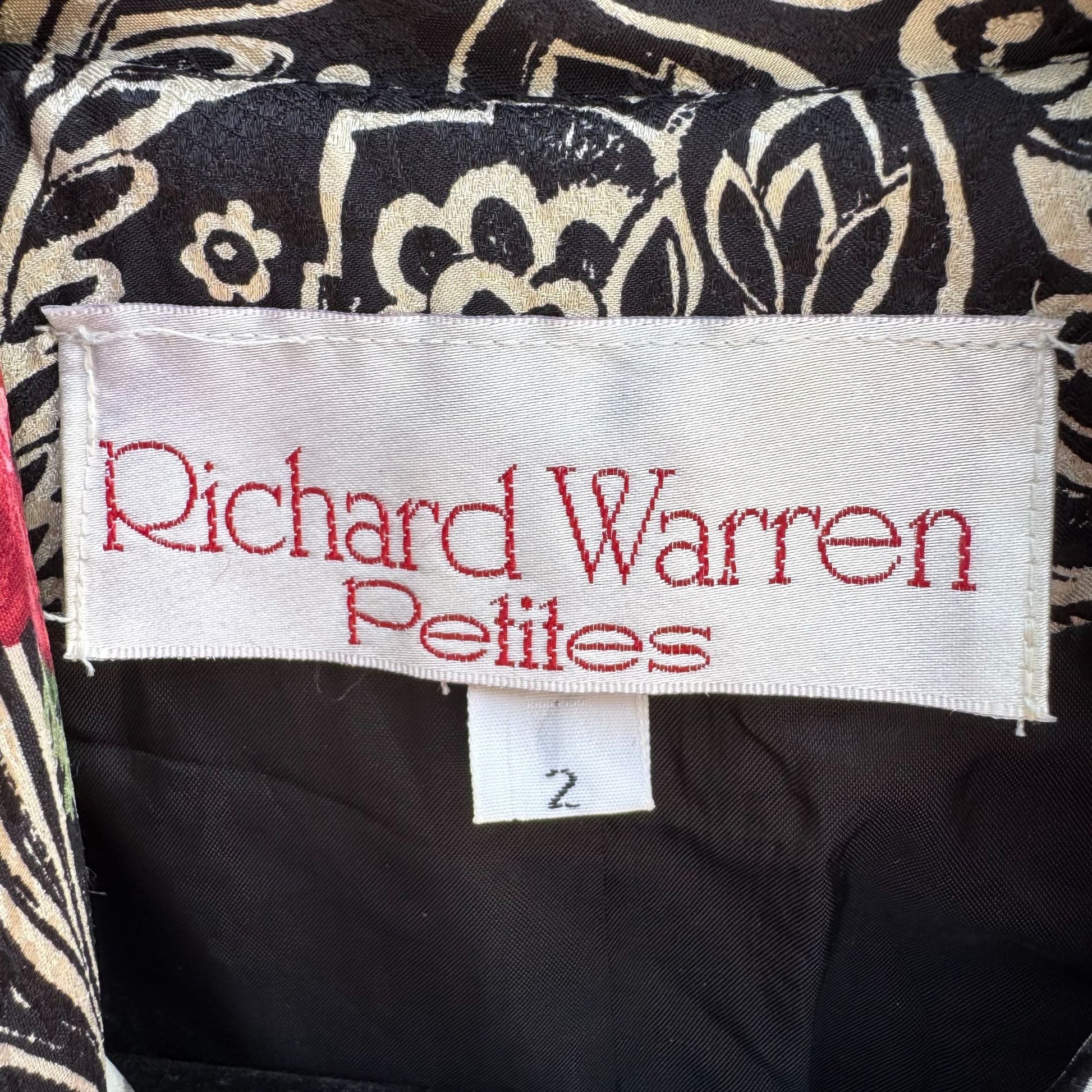 Richard Warren Petites Vintage Floral Print Long-Sleeve Tie Neck Peplum Blazer 2