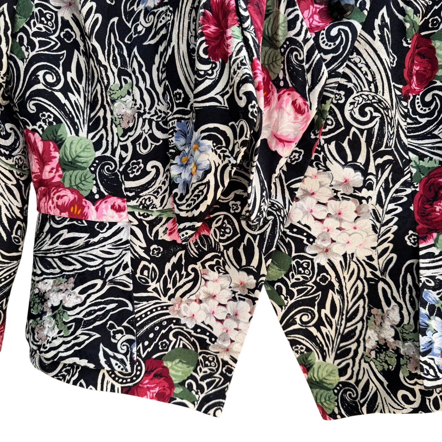 Richard Warren Petites Vintage Floral Print Long-Sleeve Tie Neck Peplum Blazer 2